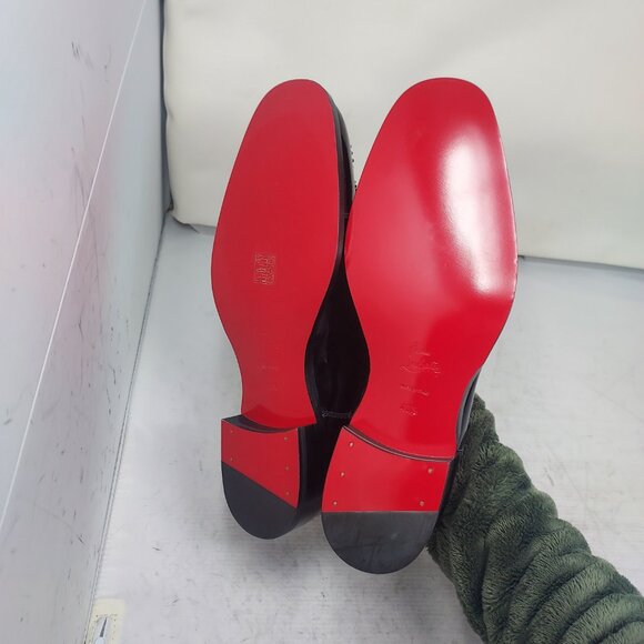 Christian Louboutin MENS Maltese Stud Black Patent Derby Shoe - Picture 2 of 12